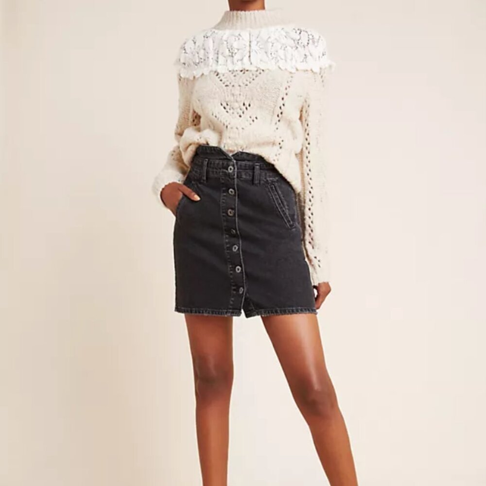 NWOT Anthropologie Pilcro Button-Front Denim Skirt Size 6
